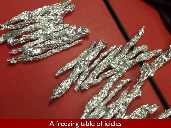 12 A freezing table of icicles