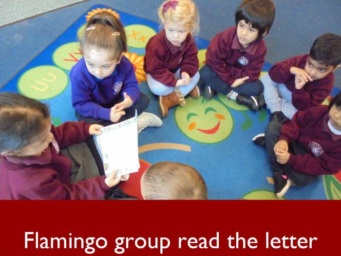 3 Flamingo group read the letter