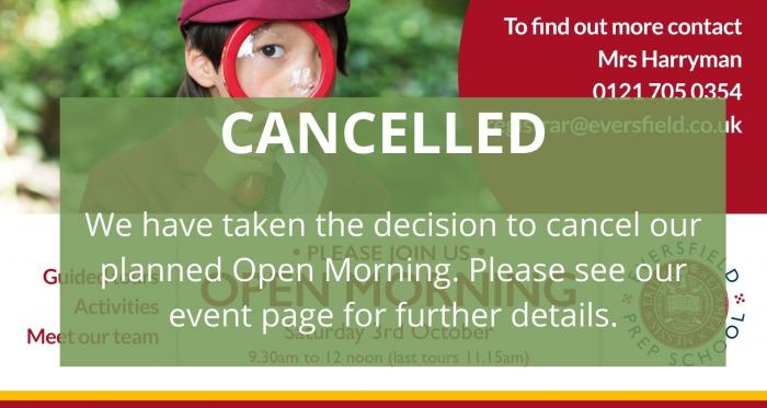 Open Morning Cancelled