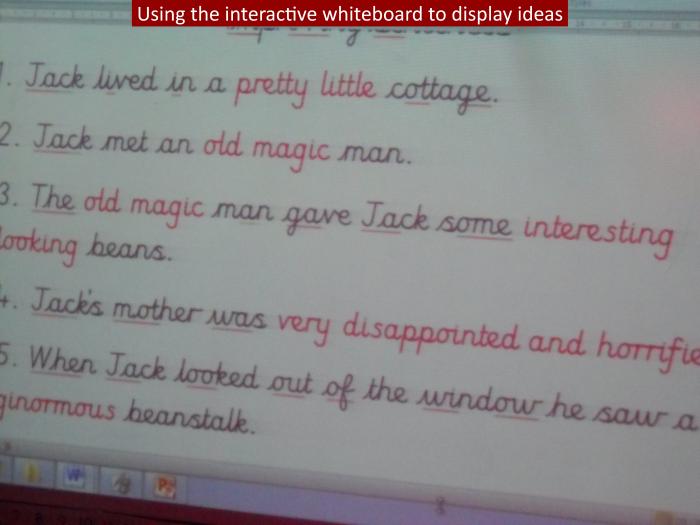 2 Using the interactive whiteboard to display ideas